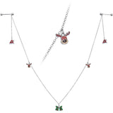 14G 9/16 White Orb Santa Hat Christmas Barbell Nipple Chain Set