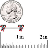 14G 9/16 Pair of Candy Canes Christmas Barbell Nipple Ring Set