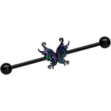 14G Black Fantasy Faerie Wings Industrial Barbell 38mm