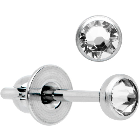 3mm Clear Gem Bezel G23 Titanium Post Stud Earrings