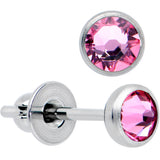 4mm Pink Gem Bezel G23 Titanium Post Stud Earrings