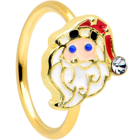 20G 5/16 Clear Gem Gold Tone Snazzy Santa Christmas Nose Hoop