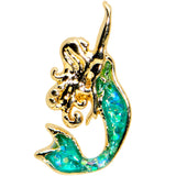 20G 1/4 Green Faux Opal Curvy Mermaid Nose Bone