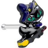 20G 1/4 Witch Flying Cat Halloween Nose Bone