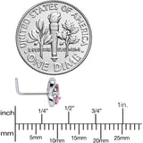 20G 7mm Heart Pink Butterfly L Shape Nose Ring