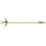 14G Clear Gem Gold Tone Sabre Sword Industrial Barbell 38mm