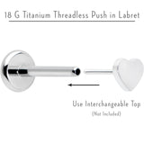 18G 5/16 G23 Titanium Threadless Post Only Labret Tragus Nose