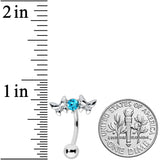 Blue Gem Sweet Butterflies Top Mount Belly Ring