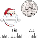 14G 5/8 Festive Red Nosed Santa Claus Christmas Nipple Shield Set