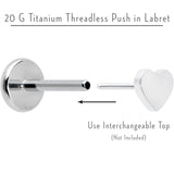 20G 1/4 G23 Titanium Threadless Post Only Labret Tragus Nose