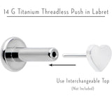 14G 1/4 G23 Titanium Threadless Post Only Labret Monroe Tragus