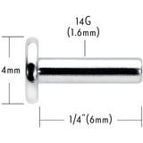 14G 1/4 G23 Titanium Threadless Post Only Labret Monroe Tragus