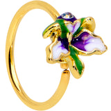20G 5/16 Clear Gem Gold Tone Iris Flower Nose Hoop