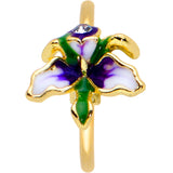 20G 5/16 Clear Gem Gold Tone Iris Flower Nose Hoop