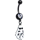 Clear Gem Black Hipster Ghost Halloween Dangle Belly Ring