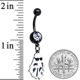 Clear Gem Black Hipster Ghost Halloween Dangle Belly Ring