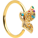 20G 5/16 Gold Tone Colorful Hearts Butterfly Nose Hoop