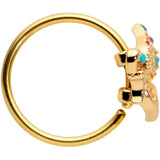 20G 5/16 Gold Tone Colorful Hearts Butterfly Nose Hoop