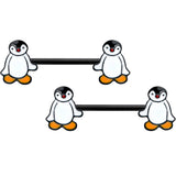 14G 9/16 Black Baby Penguin Barbell Nipple Ring Set