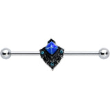 14G Blue Gem Rococo Blues Elegant Industrial Barbell 38mm