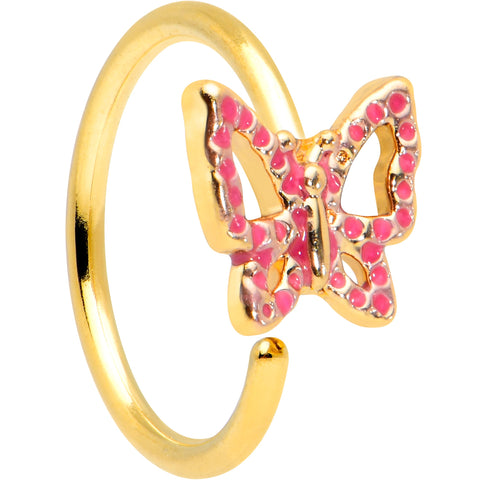 20G 5/16 Gold Tone Sweet Simple Butterfly Nose Hoop