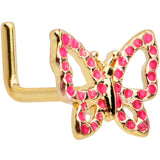 20G 7mm Gold Tone Sweet Simple Butterfly L Shape Nose Ring