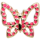 20G 7mm Gold Tone Sweet Simple Butterfly L Shape Nose Ring