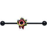 14G Black Spiky Eyeball Halloween Industrial Barbell 38mm