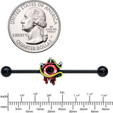 14G Black Spiky Eyeball Halloween Industrial Barbell 38mm