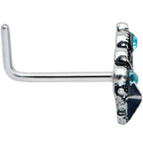 20G 7mm Blue Gem Rococo Blues Elegant L-Shape Nose Ring