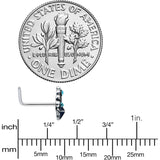 20G 7mm Blue Gem Rococo Blues Elegant L-Shape Nose Ring