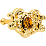 20G 1/4 Yellow Gem Gold Tone Duet Scroll Nose Bone