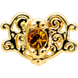20G 1/4 Yellow Gem Gold Tone Duet Scroll Nose Bone