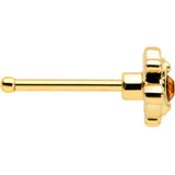 20G 1/4 Yellow Gem Gold Tone Duet Scroll Nose Bone