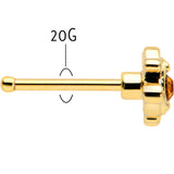 20G 1/4 Yellow Gem Gold Tone Duet Scroll Nose Bone