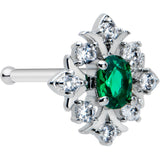 20G 1/4 Green Gem Ornate Art Deco Nose Bone