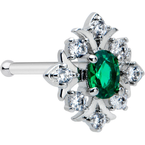 20G 1/4 Green Gem Ornate Art Deco Nose Bone