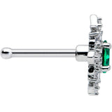 20G 1/4 Green Gem Ornate Art Deco Nose Bone