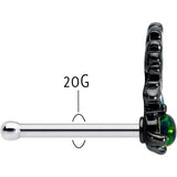 20G 1/4 Green Synthetic Opal Fall Leaf Nose Bone