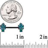 14G 1/2 Green Synthetic Opal Black Fall Leaf Nipple Ring Set