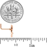 20G 1/4 Pink CZ Gem Rose Gold Hue Geo Butterfly L Shape Nose Ring