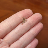 20G 1/4 Pink CZ Gem Rose Gold Hue Geo Butterfly L Shape Nose Ring