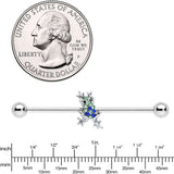 14G Blue Green Gem Fabulous Frog Industrial Barbell 38mm