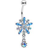 Aurora Gem Snowflake Blues Christmas Dangle Belly Ring