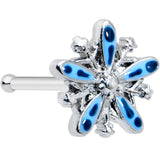 20G 7.5mm Snowflake Blues Christmas Nose Bone