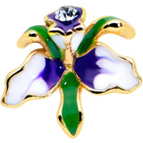 20G 7.5mm Clear Gem Golden Iris Flower L Shape Nose Ring