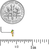 20G 7.5mm Clear Gem Golden Iris Flower L Shape Nose Ring