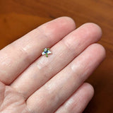 20G 7.5mm Clear Gem Golden Iris Flower L Shape Nose Ring