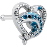 20G 1/4 Textured Blue Dolphin Heart Nose Bone