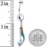 Aurora Green Gem Fancy Fashion Mermaid Dangle Belly Ring
